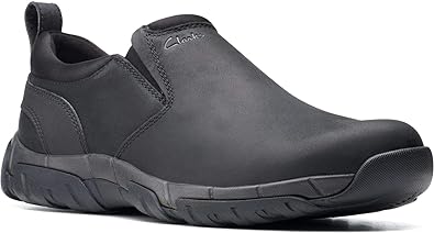 Clarks Men's Grove Step Sneaker Black Leather Size 7 Pair Of Shoes