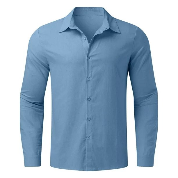 Labakihah Shirt for Men Male Summer Cotton  Light Blue 2XL