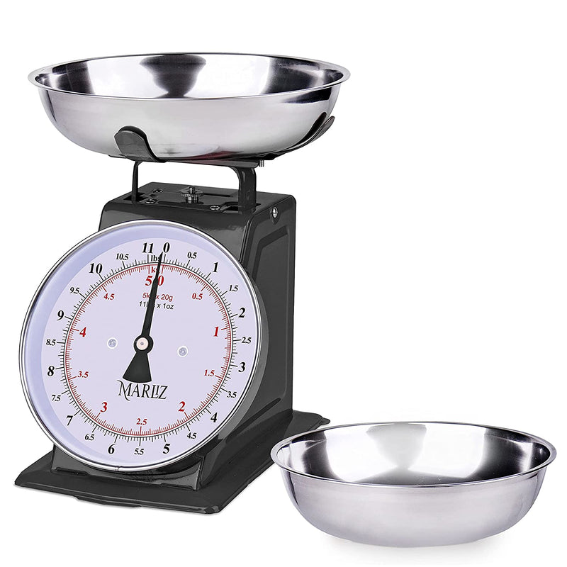 MARLIZ Kitchen Black Scale 11Lb 5Kg with 2 Bowls