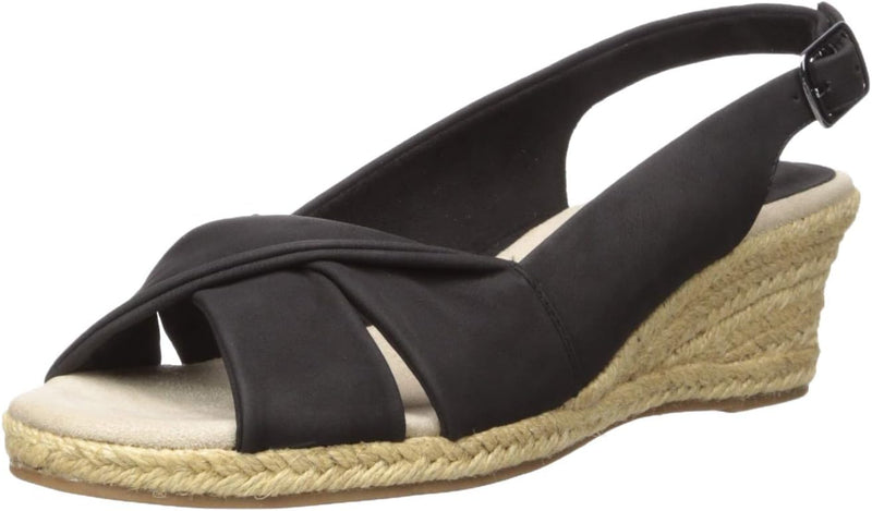 Easy Street Women's Slingback Espadrille Wedge Sandal 9.5 Black Size 9.5