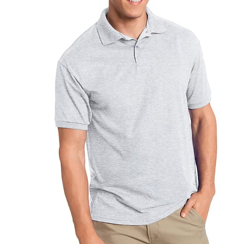 Hanes Men's Cotton Blend Polo Comfort Ash Grey Size Medium T-Shirt