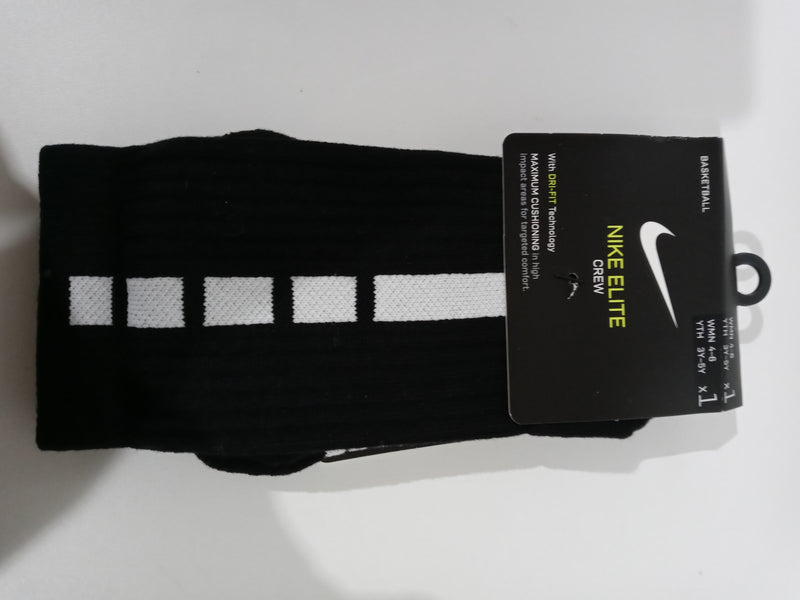 Nike Women 4-6/y 3y 5 X1 Black/white Elite Crew Socks
