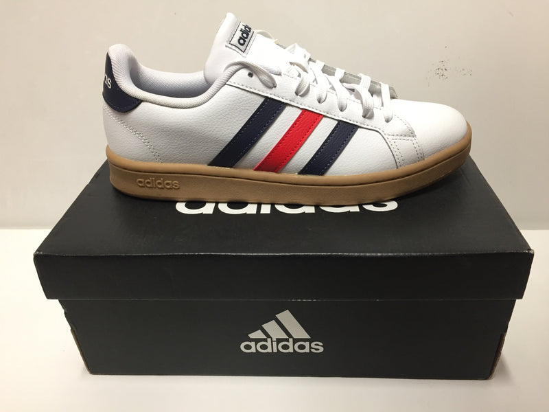 ADIDAS-M-SIZE 8-WHITE-BLUE-RED-GRAND CURT