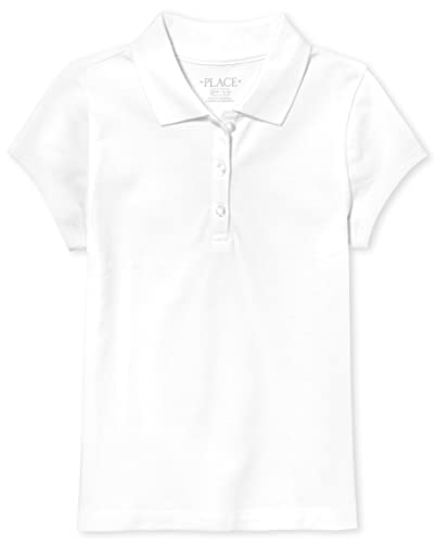 The Children's Place Girl's Short Sleeve Pique Polo White Large