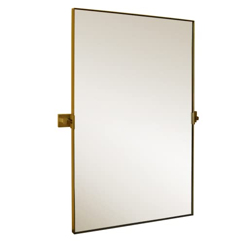 Hamilton Hills 20x34 inch Gold Metal Framed Rectangular Pivot Mirror for Wall