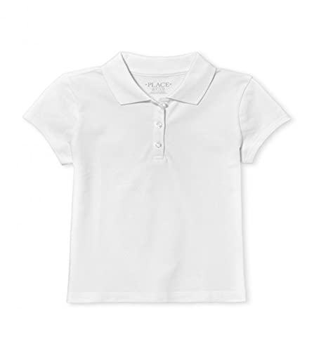 The Children's Place Girl's Short Sleeve Pique Polo White Large