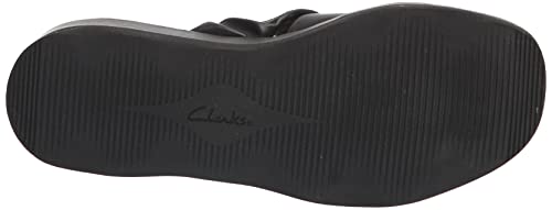 Clarks Women's Clara Charm Wedge Sandal Black Synthetic 8 Wide