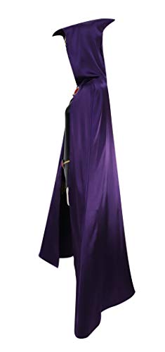 Women's Titans Raven Outfit Purple Hooded Cloak Halloween Costume Full Set