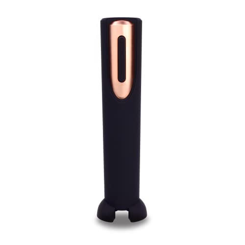 Vin Fresco Battery Powered Electric Wine Opener with Stand, Built-in Foil Cutter, 4 AA Batteries Included - Black & Rose Gold