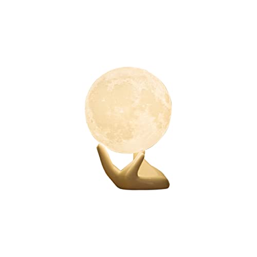 Mydethun Moon Lamp 3.5 Inch 3D Printed Lunar Lamp Moon Light White & Yellow