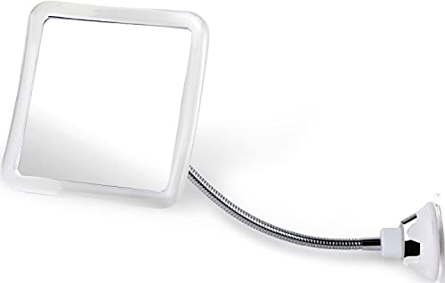 MIRRORVANA Flexible Fogless Shower Mirror for Bathroom Shaving with Height Adjustable Gooseneck Extension, 360° Swivel and Upgraded Suction Cup - Shatterproof 6.3" x 6.3" Surface
