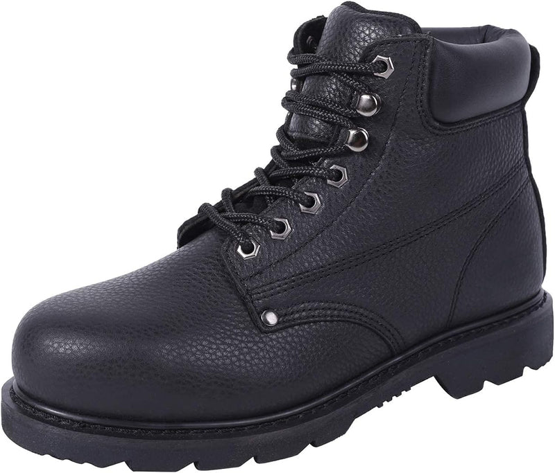Boiwanma Steel Toe Work Safety Boots For Men Size 11 Black Pair Of Shoes
