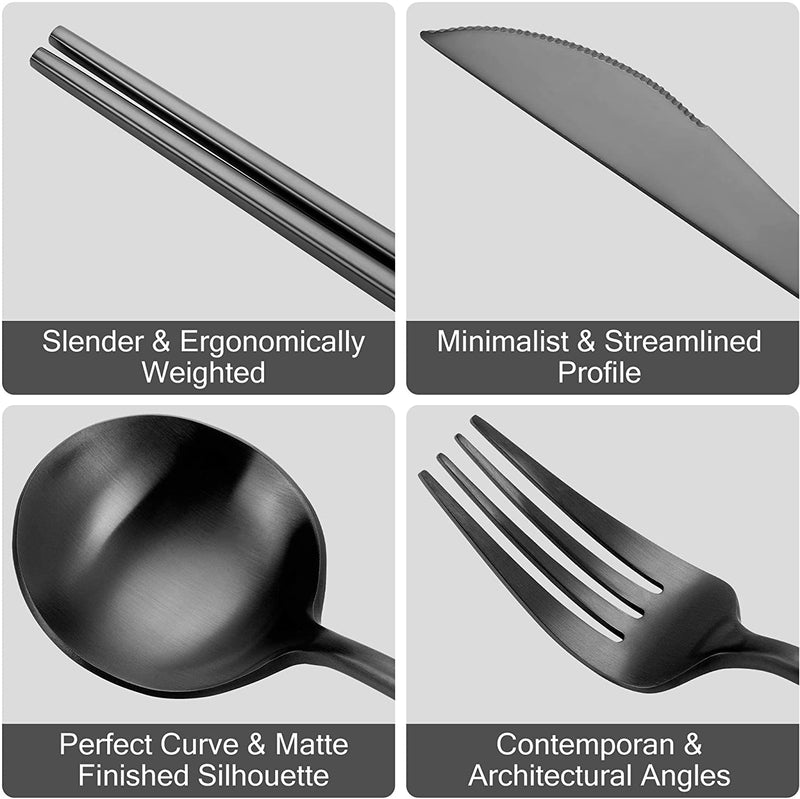 Matte Black Cutlery Set 16 piece