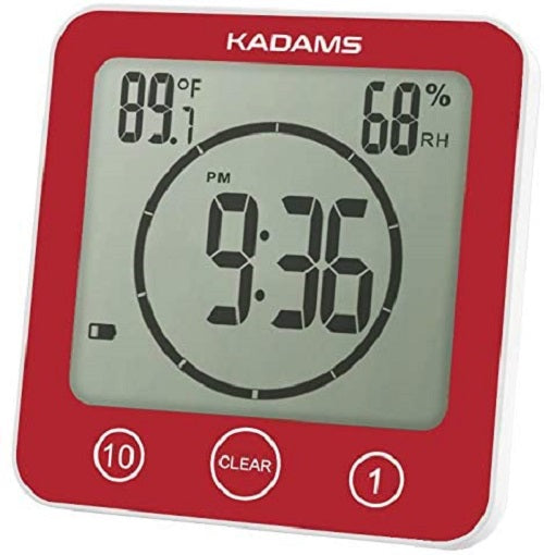 KADAMS Digital Bathroom Shower Kitchen Clock Timer with Alarm Red
