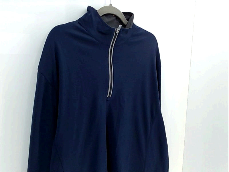 Ultraclub Mens Sweatshirt Regular Pull on Fleece Size Large Navy Blue