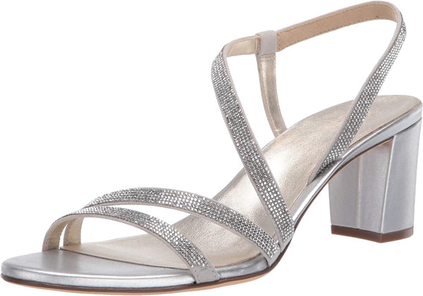 Naturalizer Womens Vanessa2 Rhinestone Embellished Strappy Heeled Sandal 10.5 Silver Size 10.5