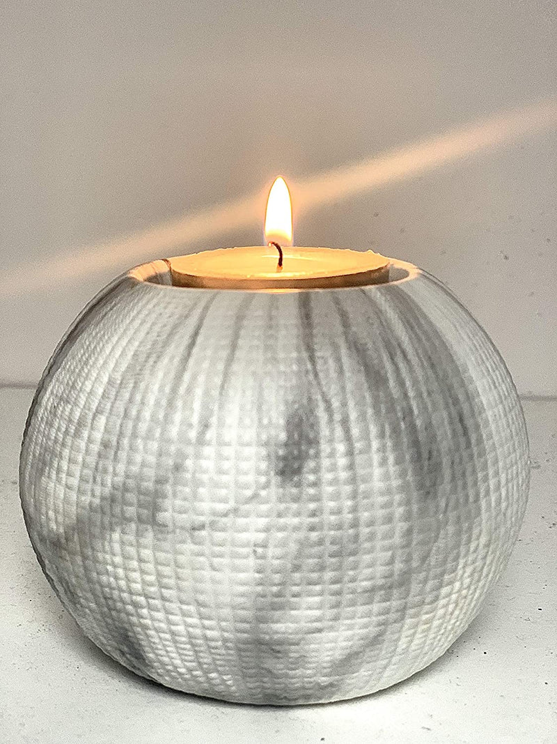 kiiZYs 2 piece Ceramic Marble Tealight Candle Holder
