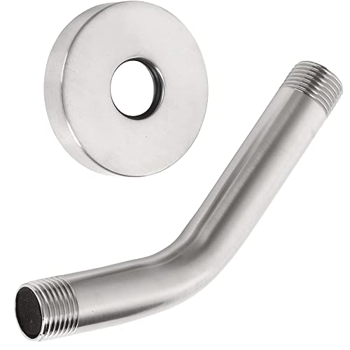 6 inch long Shower Arm and Flange - Stainless Steel Finish