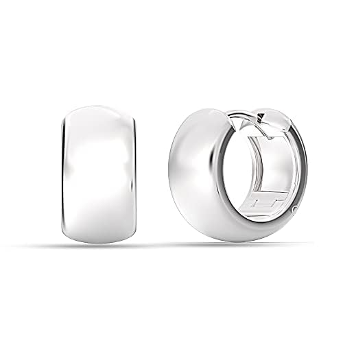 LeCalla Sterling Silver Jewelry SMALL Italian Huggie Hoop Earrings for Women 10mm
