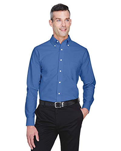Ultraclub Men's Classic Wrinkle Resistant Long Sleeve Oxford S French Blue