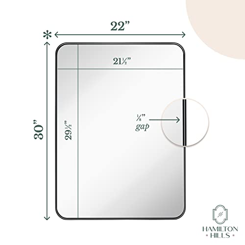 Hamilton Hills 22x30 Inch Metal Frame Mirror for Bathroom Matte Black