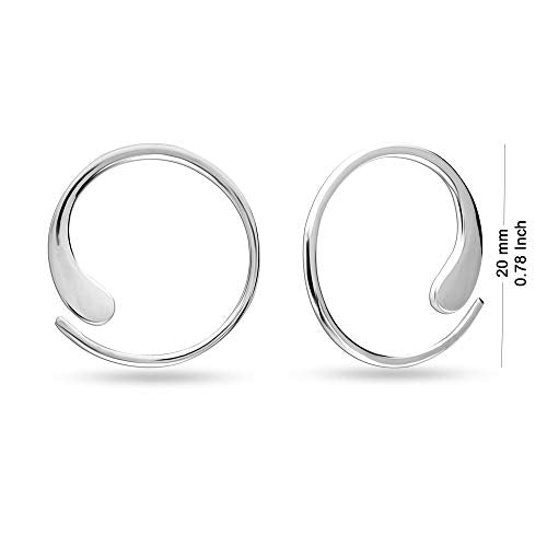 LeCalla Sterling Silver Jewelry Wire Pull Earrings for Women Teen 20 MM