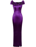 Muxxn Short Sleeve Dress for Women Evening Dresses Purple Small