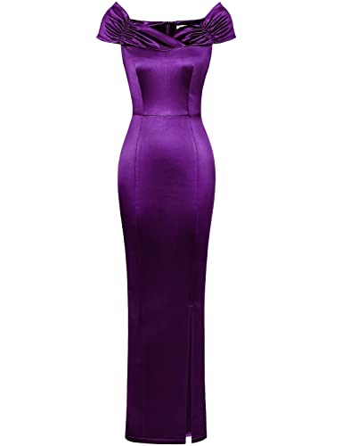 Muxxn Short Sleeve Dress for Women Evening Dresses Purple Small