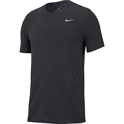Nike Men's Dry Tee, Dri-FIT Solid Cotton Crew Shirt for Men, Anthracite/Mattellic Silver, S