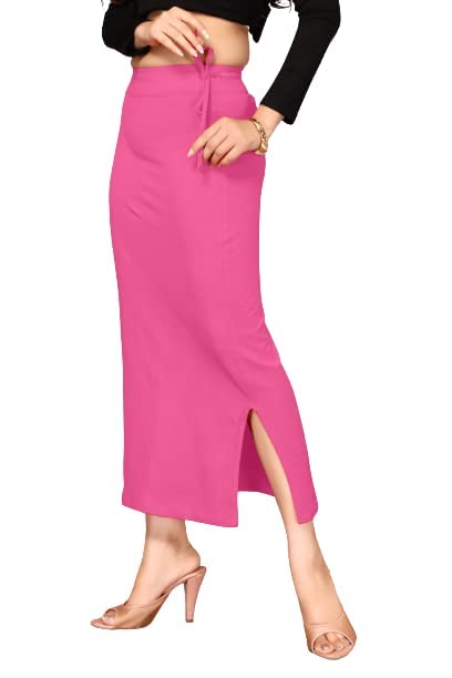 CRAFTSTRIBE Saree Shapewear Petticoat for Women, Viscose Lycra Shape Wear Dress with Adjustable Drawstring Waist Baby Pink