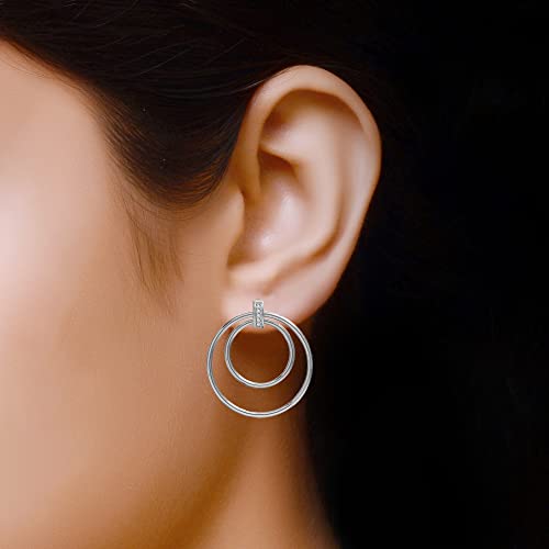 Charmsy Sterling Silver Jewelry Rhodium Circle Hoop Earrings for Women Teen