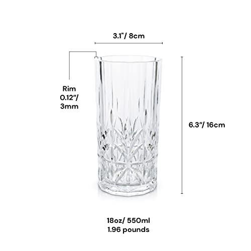 BELLAFORTE Shatterproof Tritan Plastic Tall Tumbler, Set of 4, 18oz - Myrtle Beach Drinking Glasses - Unbreakable Drinking Glasses for Parties - BPA Free - Clear
