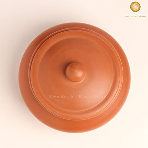 Swadeshi Blessings Handmade Unglazed Dahi Handi Curd Pot Mitti Handi Pot With Lid