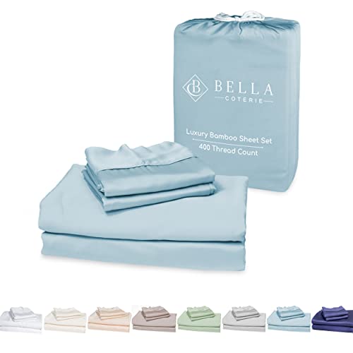 Bella Coterie Luxury Queen Bamboo Sheet Set 18 Deep Pocket Coastal Blue