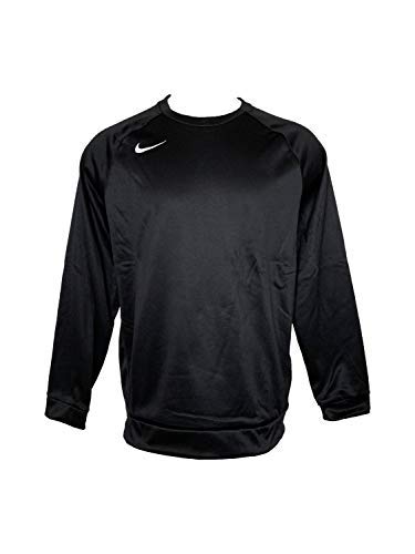 Nike Men’s Dri-Fit Crew Neck Sweatshirt Performance Long-Sleeve Sweatshirts (X-Large, Black/White)