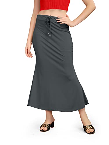 Kipzy Lycra Saree Shapewear Long Skirt  WomenBeach Regular Office Party Grey S