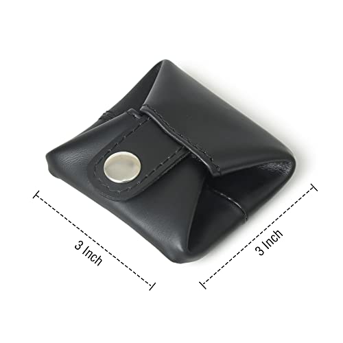Leather Coin Pouch Change Holder Mini Pocket Wallet Black
