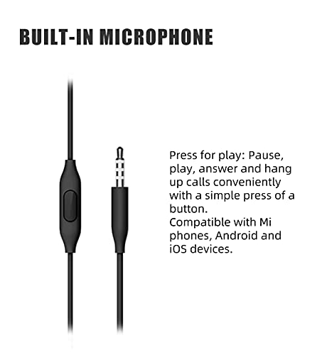 Xiaomi Mi in-Ear Headphones Basic, Piston in-Ear Headphones Earphones Earbuds Headset with Remote & Mic, Black