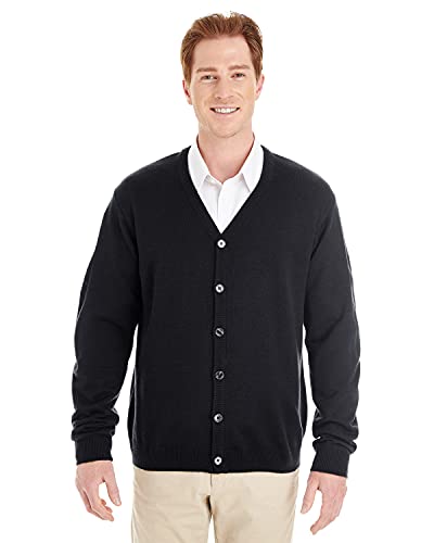 Harriton Men's Pilbloc™ V-Neck Button Cardigan Sweater L BLACK