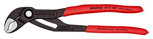 Knipex Water Pump Pliers 10 Inch Large Polished Steel With Red Plastic Grip Handle