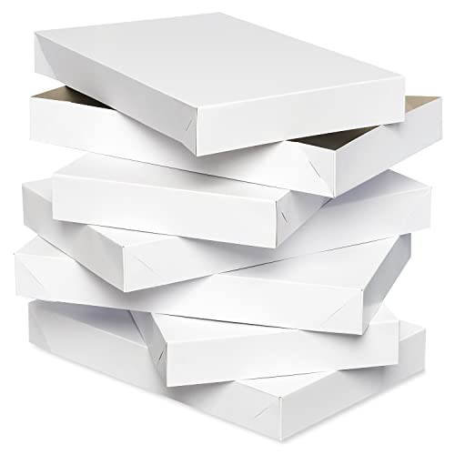 American Greetings White Shirt Boxes with Lids for Birthdays, Easter, Mother's Day, Father's Day, Graduation and All Occasions (6-Count, 14.75'' x 9.5'')