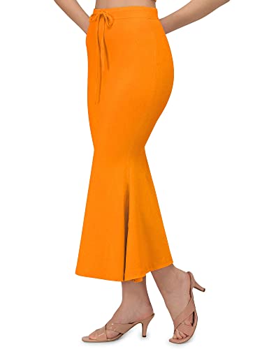 Lycra Saree Shapewear Petticoat for Women Cotton Petticoat Skirts Orange