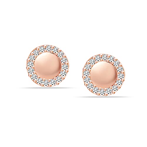 LeCalla 925 Sterling Silver Rose Gold-Plated Stud Earrings for Women Earrings