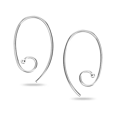 LeCalla Sterling Silver Jewelry Oval Spiral Hoop Earrings for Women