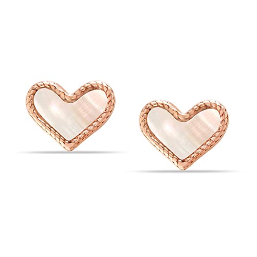 LeCalla Sterling Silver Heart Stud Earrings Lightweight for Women Teen Earrings