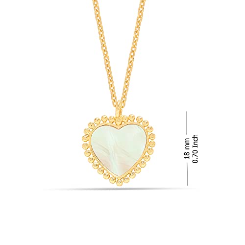 Lecalla Goldplated Heart Pendant Necklace Sterling Silver Mother of Pearl