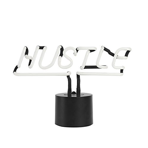 Amped Co Hustle Neon Sign 12x8 White Led Desk Table Light