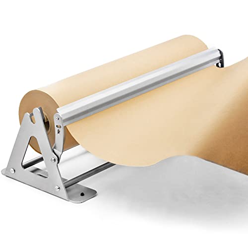 Paper Roll Dispenser and Cutter - Heavy Duty Kraft, Freezer, and Butcher Paper Dispenser - Non-Slip and Wall Mountable (24 Inches)(Up to 500ft Rolls)