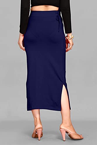 CRAFTSTRIBE Saree Shapewear Petticoat for Women, Viscose Lycra Shape Wear Dress with Adjustable Drawstring Waist Navy Blue