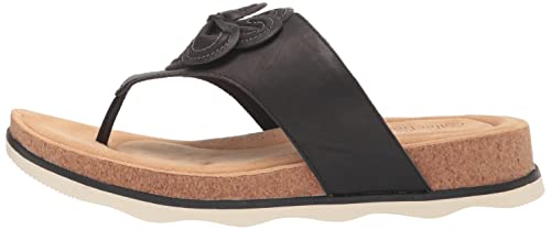 Clarks womens Brynn Style Flat Sandal, Black Leather, 5 US